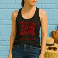 Funny Rick Roll Meme QR Code Scan for Laughs and Fun Womens Tank Top