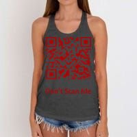 Funny Rick Roll Meme QR Code Scan for Laughs and Fun Women's Knotted Racerback Tank