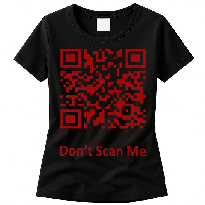 Funny Rick Roll Meme QR Code Scan for Laughs and Fun Womens T-Shirt