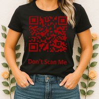 Funny Rick Roll Meme QR Code Scan for Laughs and Fun Womens T-Shirt