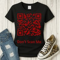 Funny Rick Roll Meme QR Code Scan for Laughs and Fun Womens T-Shirt