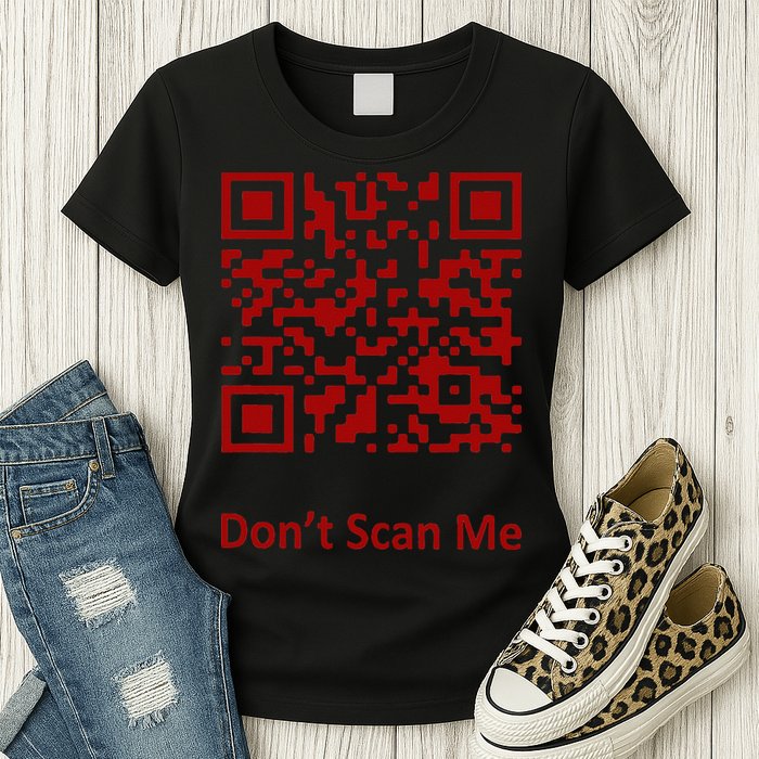 Funny Rick Roll Meme QR Code Scan for Laughs and Fun Womens T-Shirt