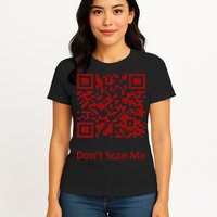 Funny Rick Roll Meme QR Code Scan for Laughs and Fun Womens T-Shirt