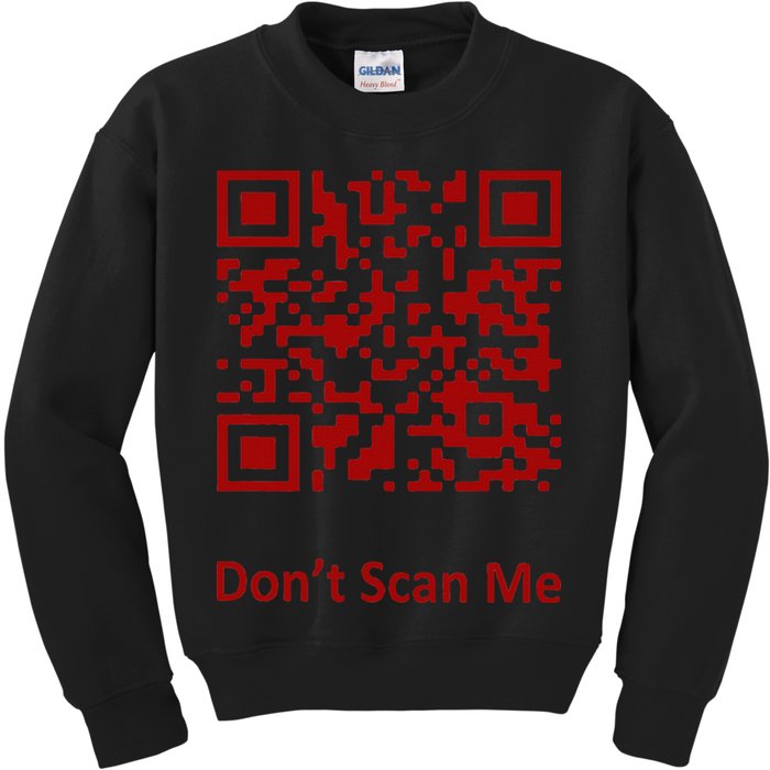 Funny Rick Roll Meme QR Code Scan for Laughs and Fun Kids Sweatshirt