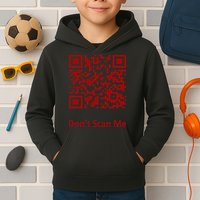 Funny Rick Roll Meme QR Code Scan for Laughs and Fun Kids Hoodie