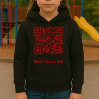Funny Rick Roll Meme QR Code Scan for Laughs and Fun Kids Hoodie