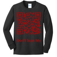 Funny Rick Roll Meme QR Code Scan for Laughs and Fun Kids Long Sleeve Shirt