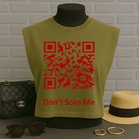 Funny Rick Roll Meme QR Code Scan for Laughs and Fun Garment-Dyed Women's Muscle Tee