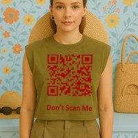 Funny Rick Roll Meme QR Code Scan for Laughs and Fun Garment-Dyed Women's Muscle Tee