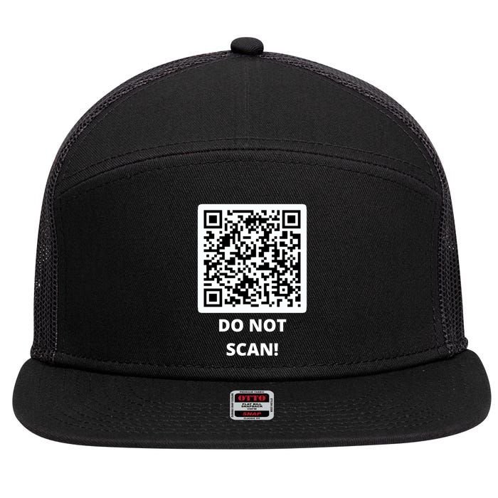 Funny Rick Roll Meme QR Code Do Not Scan Design 7 Panel Mesh Trucker Snapback Hat