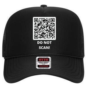 Funny Rick Roll Meme QR Code Do Not Scan Design High Crown Mesh Back Trucker Hat