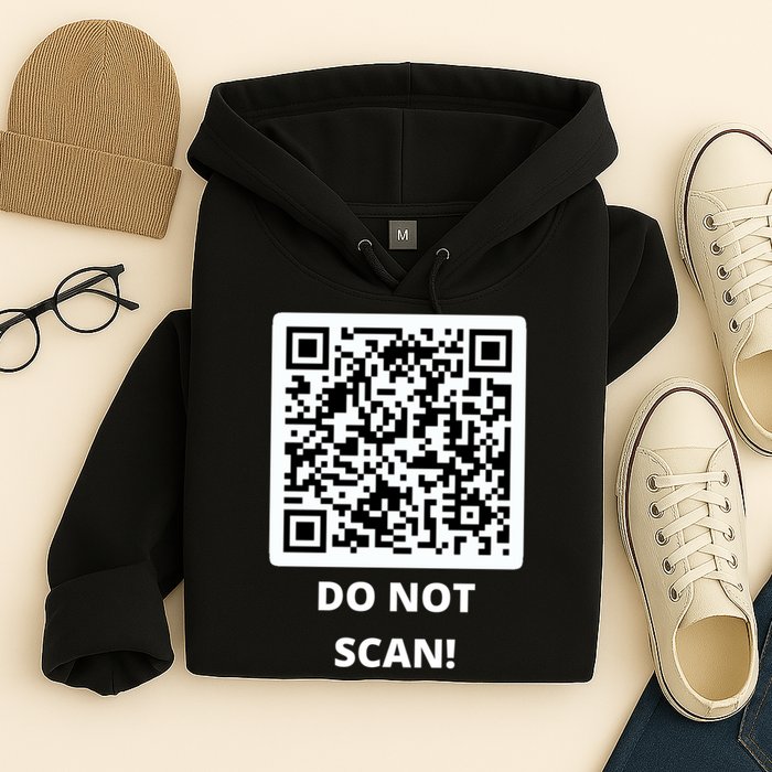 Funny Rick Roll Meme QR Code Do Not Scan Design Hoodie