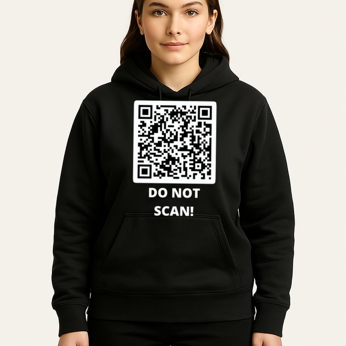 Funny Rick Roll Meme QR Code Do Not Scan Design Hoodie