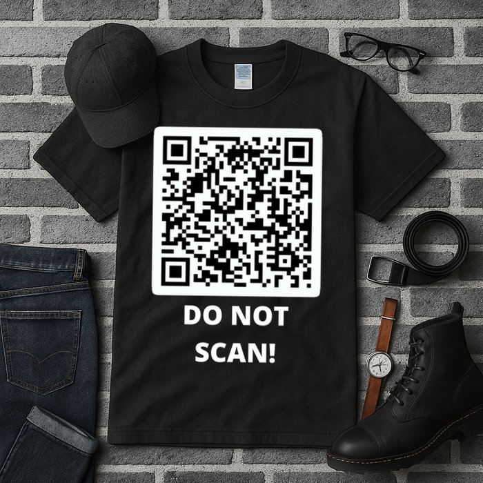 Funny Rick Roll Meme QR Code Do Not Scan Design Tall T-Shirt