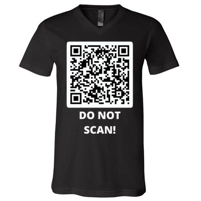 Funny Rick Roll Meme QR Code Do Not Scan Design V-Neck T-Shirt