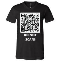 Funny Rick Roll Meme QR Code Do Not Scan Design V-Neck T-Shirt