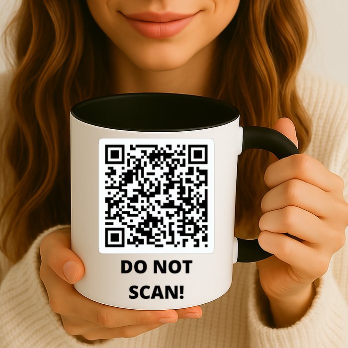 Funny Rick Roll Meme QR Code Do Not Scan Design Mug