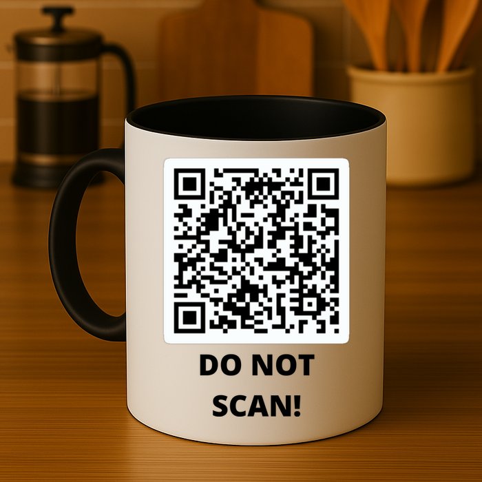 Funny Rick Roll Meme QR Code Do Not Scan Design Mug