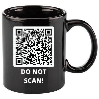 Funny Rick Roll Meme QR Code Do Not Scan Design 11oz C Handle Ceramic Mug