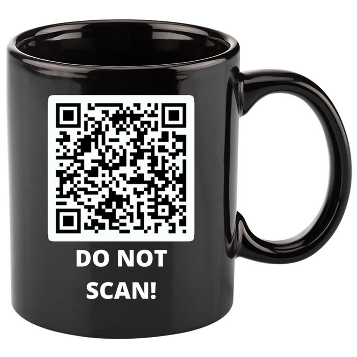 Funny Rick Roll Meme QR Code Do Not Scan Design 11oz C Handle Ceramic Mug