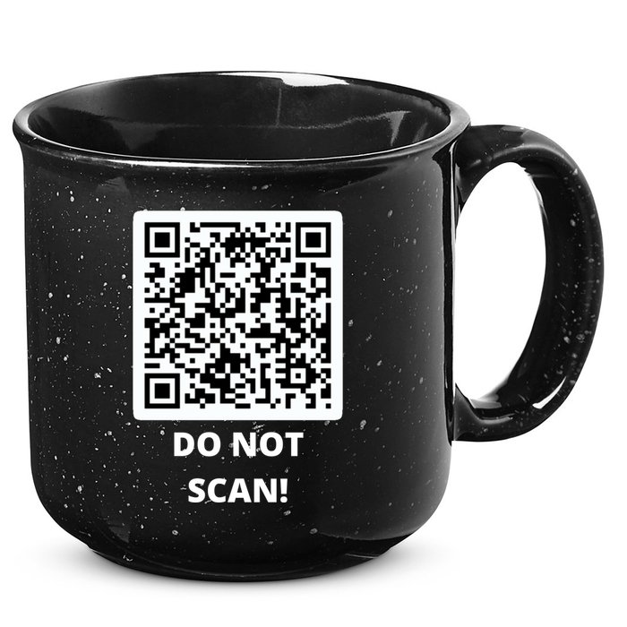 Funny Rick Roll Meme QR Code Do Not Scan Design 15oz Campfire Ceramic Mug