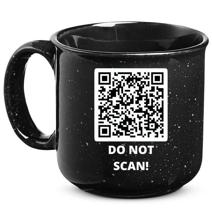 Funny Rick Roll Meme QR Code Do Not Scan Design 15oz Campfire Ceramic Mug