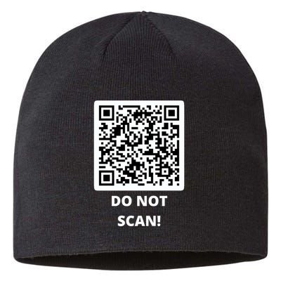 Funny Rick Roll Meme QR Code Do Not Scan Design Sustainable Beanie