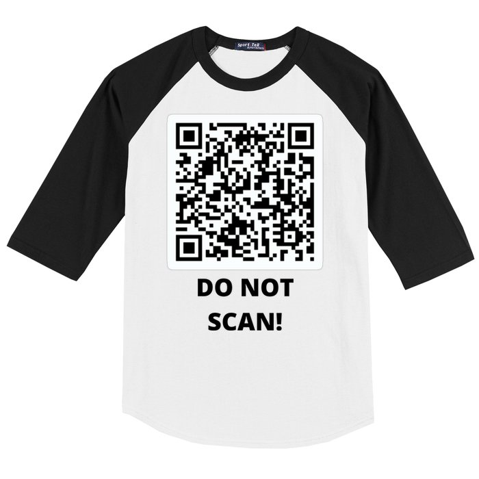 Funny Rick Roll Meme QR Code Do Not Scan Design Baseball Sleeve Shirt
