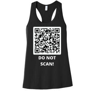 Funny Rick Roll Meme QR Code Do Not Scan Design Women's Racerback Tank