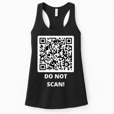 Funny Rick Roll Meme QR Code Do Not Scan Design Womens Tank Top
