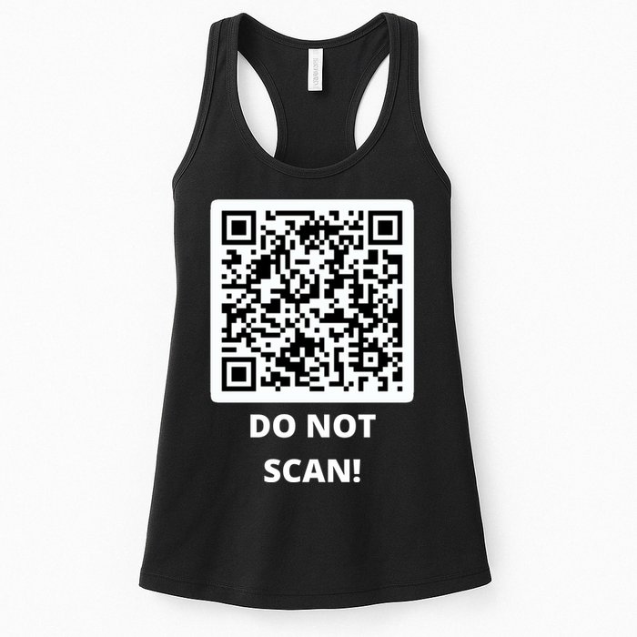 Funny Rick Roll Meme QR Code Do Not Scan Design Womens Tank Top