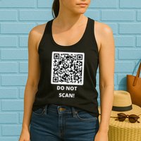 Funny Rick Roll Meme QR Code Do Not Scan Design Womens Tank Top