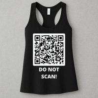 Funny Rick Roll Meme QR Code Do Not Scan Design Womens Tank Top