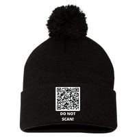 Funny Rick Roll Meme QR Code Do Not Scan Design Pom Pom 12in Knit Beanie