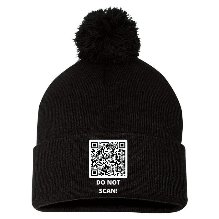 Funny Rick Roll Meme QR Code Do Not Scan Design Pom Pom 12in Knit Beanie