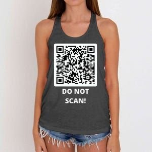 Funny Rick Roll Meme QR Code Do Not Scan Design Women's Knotted Racerback Tank