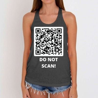 Funny Rick Roll Meme QR Code Do Not Scan Design Women's Knotted Racerback Tank