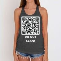 Funny Rick Roll Meme QR Code Do Not Scan Design Women's Knotted Racerback Tank