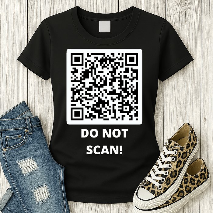 Funny Rick Roll Meme QR Code Do Not Scan Design Womens T-Shirt