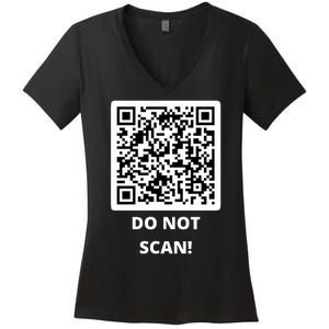 Funny Rick Roll Meme QR Code Do Not Scan Design Women's V-Neck T-Shirt