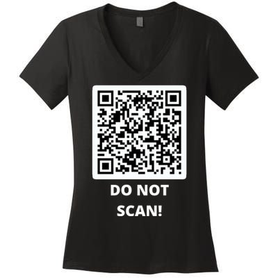 Funny Rick Roll Meme QR Code Do Not Scan Design Women's V-Neck T-Shirt
