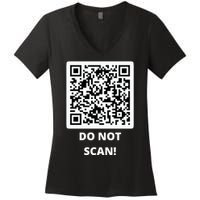 Funny Rick Roll Meme QR Code Do Not Scan Design Women's V-Neck T-Shirt