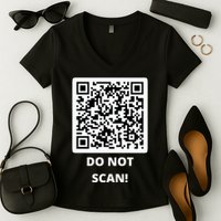 Funny Rick Roll Meme QR Code Do Not Scan Design Women's V-Neck T-Shirt