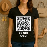 Funny Rick Roll Meme QR Code Do Not Scan Design Women's V-Neck T-Shirt