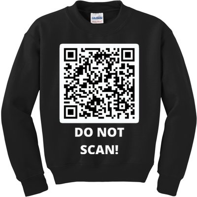 Funny Rick Roll Meme QR Code Do Not Scan Design Kids Sweatshirt