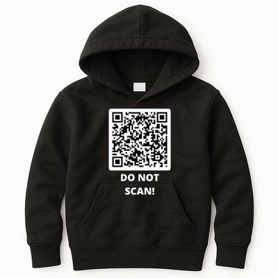 Funny Rick Roll Meme QR Code Do Not Scan Design Kids Hoodie