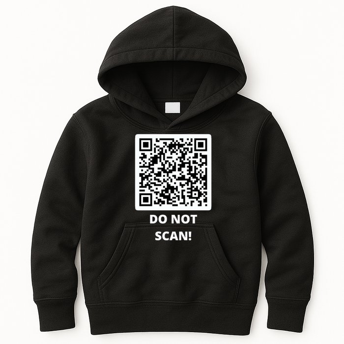 Funny Rick Roll Meme QR Code Do Not Scan Design Kids Hoodie