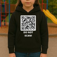 Funny Rick Roll Meme QR Code Do Not Scan Design Kids Hoodie
