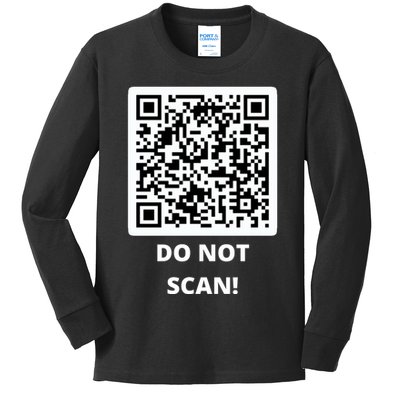 Funny Rick Roll Meme QR Code Do Not Scan Design Kids Long Sleeve Shirt