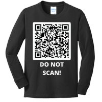Funny Rick Roll Meme QR Code Do Not Scan Design Kids Long Sleeve Shirt